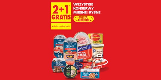 Biedronka: 2+1 GRATIS na wszystkie konserwy rybne i mięsne 15.10.2026