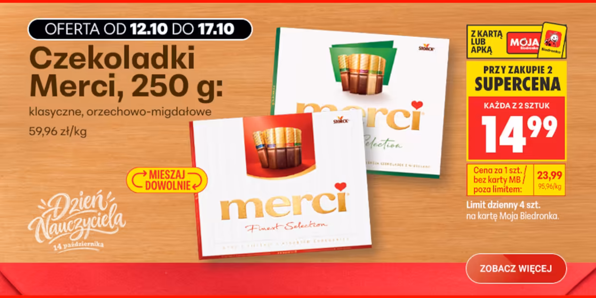Biedronka: 14,99 zł za czekoladki Merci