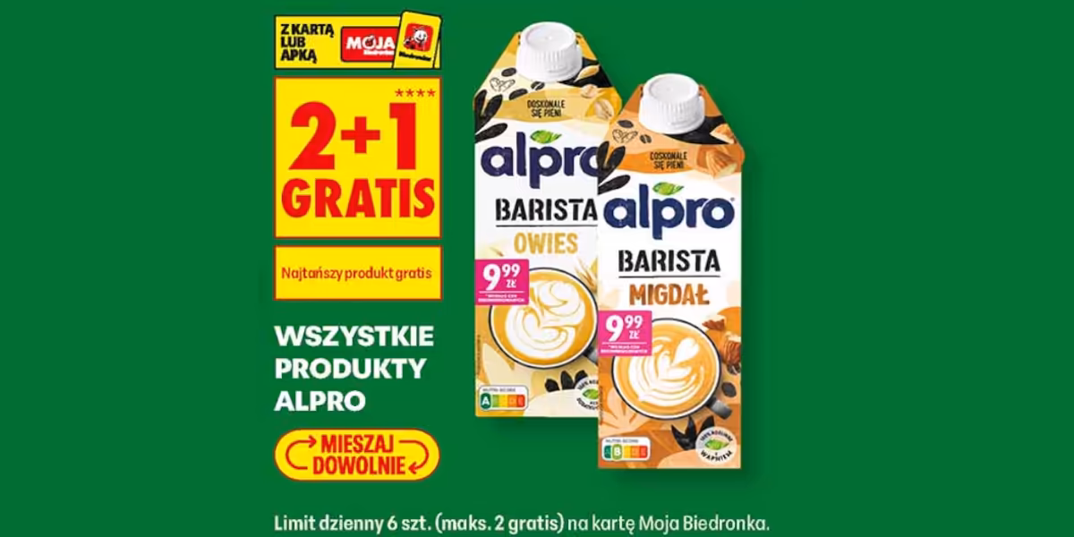 Biedronka: 2+1 GRATIS na wszystkie produkty Alpro
