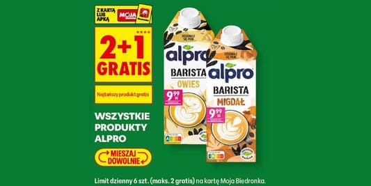 Biedronka: 2+1 GRATIS na wszystkie produkty Alpro 13.10.2026