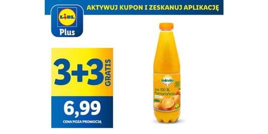 Lidl: KUPON 3 + 3 GRATIS na soki Solevita 06.06.2025