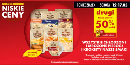 Biedronka: -50% na pierogi i krokiety Nasze Smaki 12.05.2025