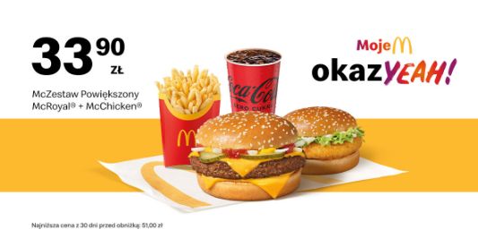 McDonald's: 33,90 zł McZestaw Powiększony McRoyal® + McChicken® 03.02.2025