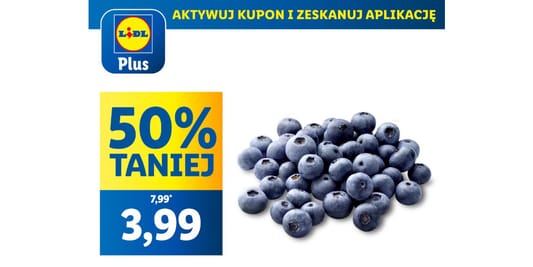 Lidl: KUPON -50% na borówki amerykańskie 12.05.2025
