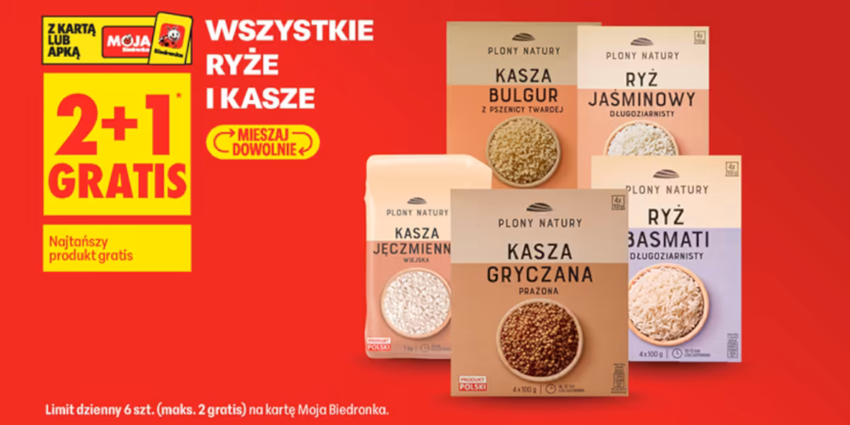 Biedronka: 2+1 GRATIS na wszystkie kasze i ryże