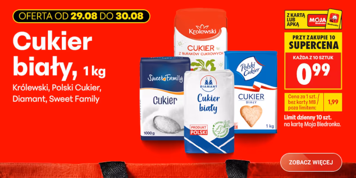 Biedronka: 0,99 zł za cukier biały