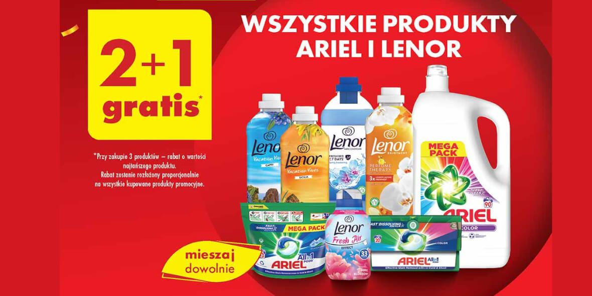 Biedronka: 2+1 GRATIS na wszystkie produkty Ariel i Lenor 02.01.2025