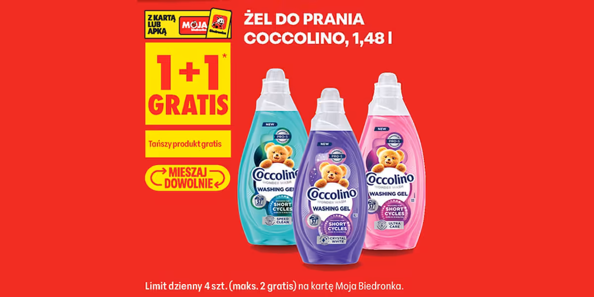 Biedronka: 1 + 1 GRATIS na żel do prania Coccolino