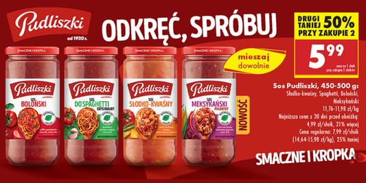 Biedronka: -50% na sosy Pudliszki 03.06.2025