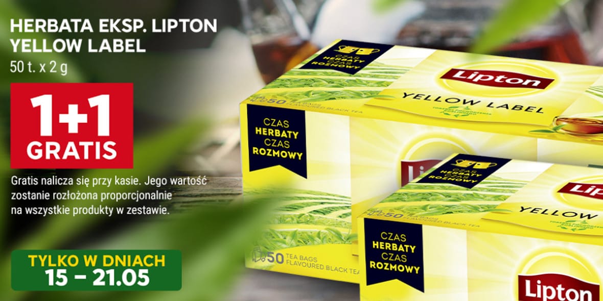 Stokrotka Supermarket: 1+1 GRATIS na herbatę Lipton 15.05.2025