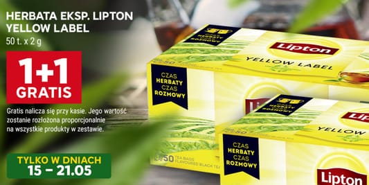 Stokrotka Supermarket: 1+1 GRATIS na herbatę Lipton 15.05.2025