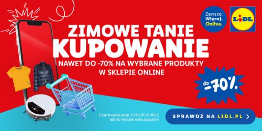 Lidl: ONLINE Do -70% na wybrane produkty 07.01.2025