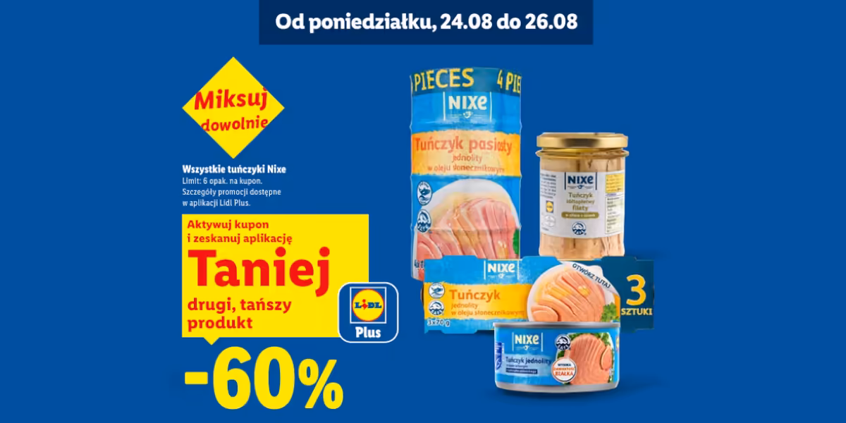 Lidl: KUPON -60% na wszystkie tuńczyki Nixe