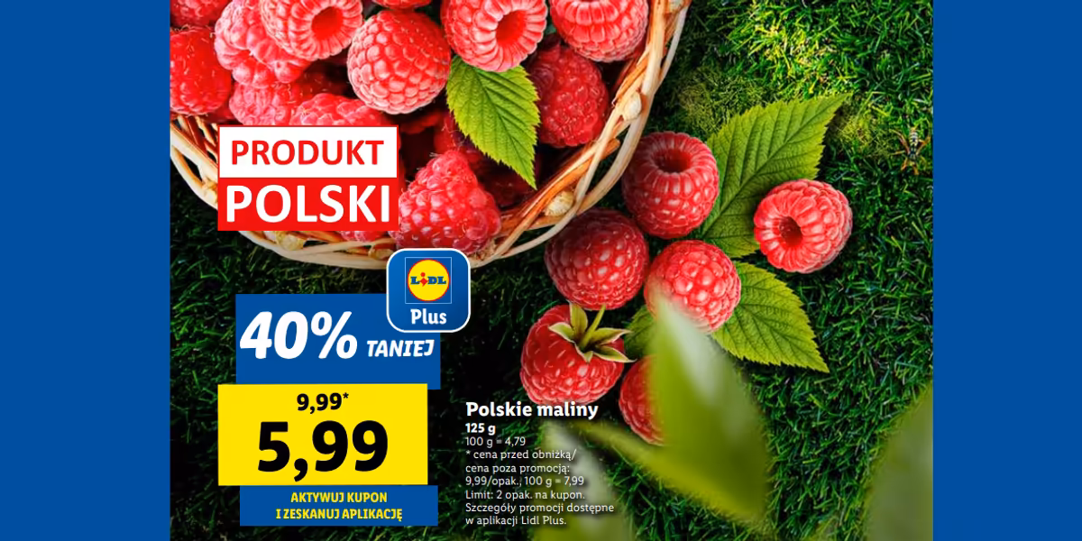 Lidl: KUPON -40% na polskie maliny