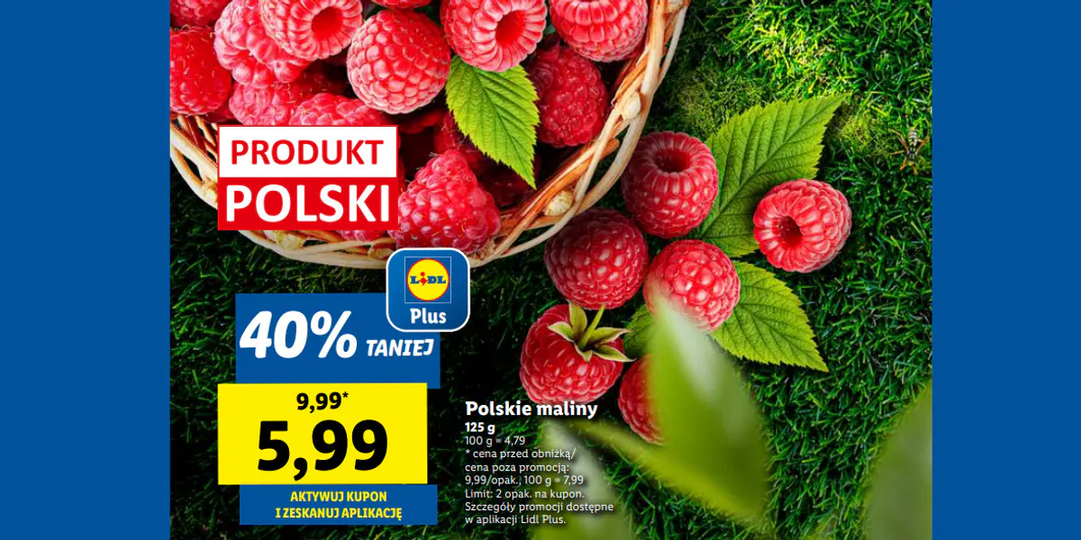 Lidl: KUPON -40% na polskie maliny