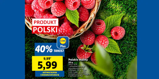 Lidl: KUPON -40% na polskie maliny 16.06.2025