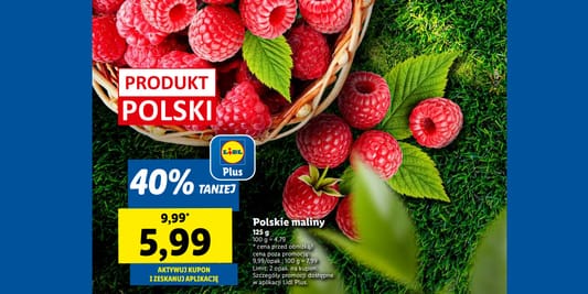 Lidl: KUPON -40% na polskie maliny 16.06.2025