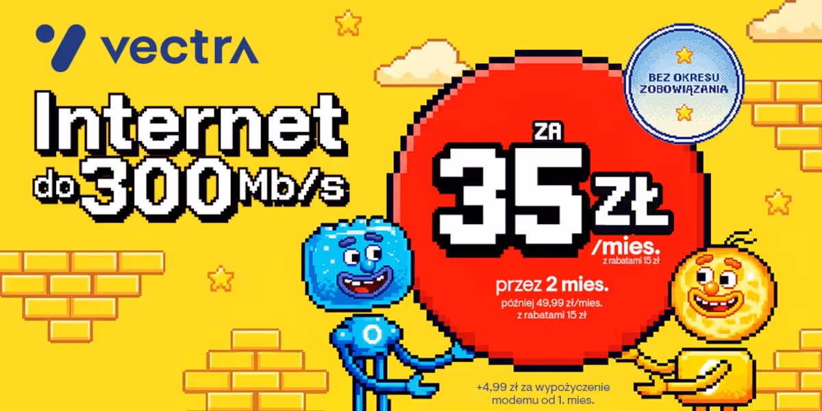 Vectra: 35 zł/mies. za internet do 300 Mb/s