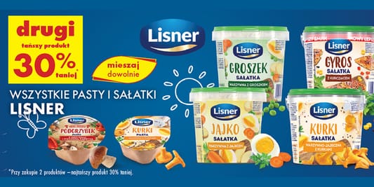 Biedronka: -30% na wszystkie pasty i sałatki Lisner 27.05.2025