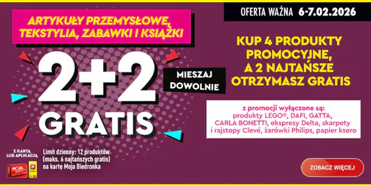 Biedronka: 2 + 2 GRATIS na zabawki, książki, art. przemysłowe 06.02.2026