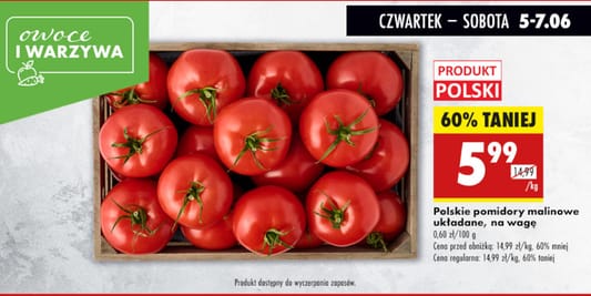 Biedronka: -60% na polskie pomidory malinowe 05.06.2025