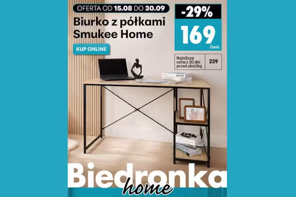 Biedronka Home: -29% na biurko z półkami Smukee Home