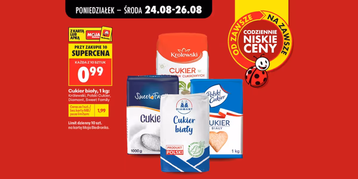 Biedronka: 0,99 zł za cukier biały