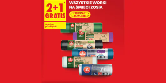 Biedronka: 2+1 GRATIS na worki na śmieci Zosia Samosia 03.02.2026