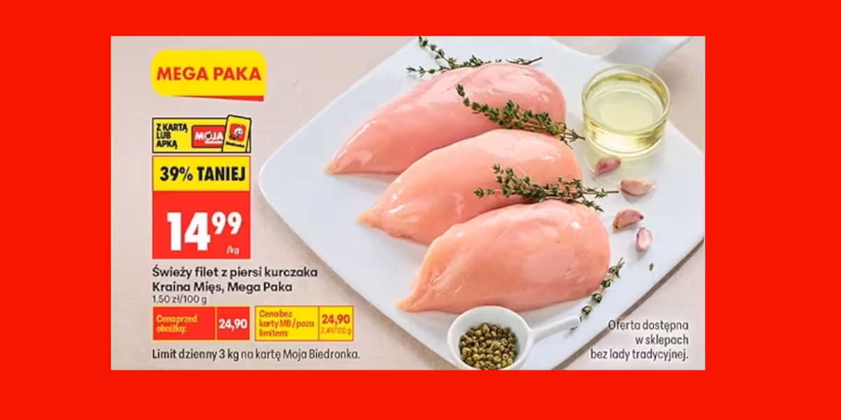 Biedronka: -39% na filet z piersi kurczaka