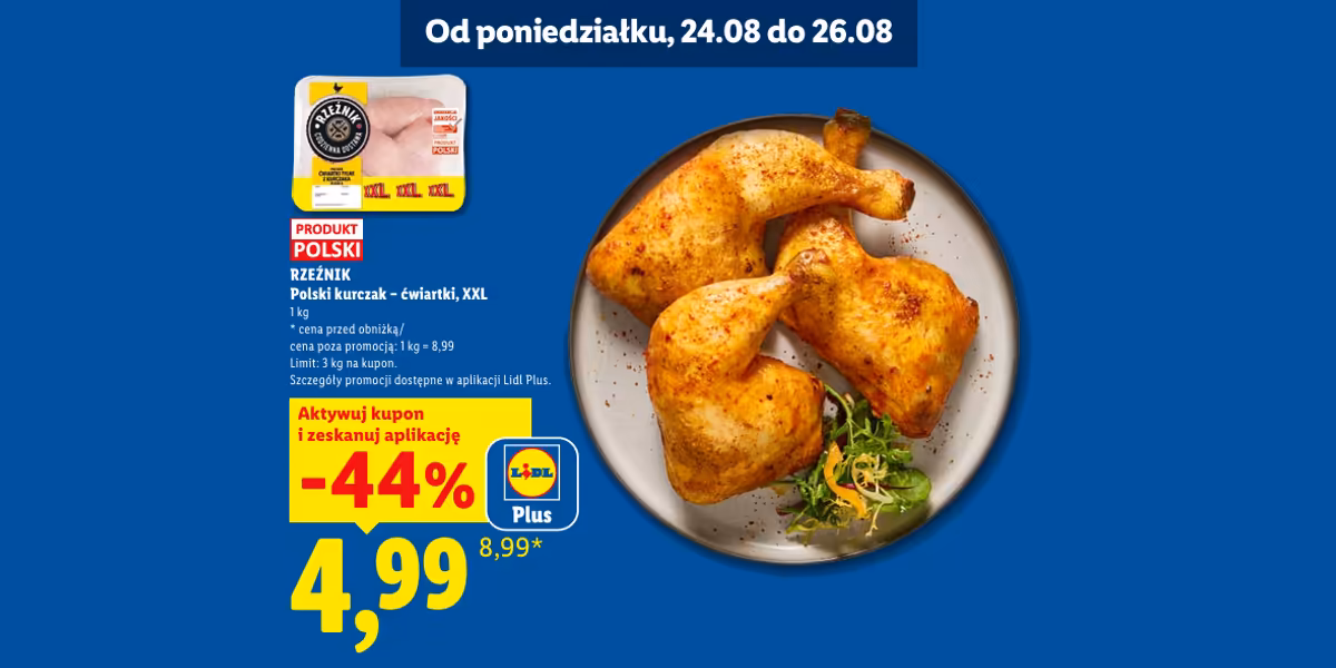 Lidl: KUPON -44% na ćwiartki z kurczaka