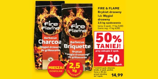 Kaufland: -50% na brykiet drzewny lub węgiel drzewny 30.04.2025