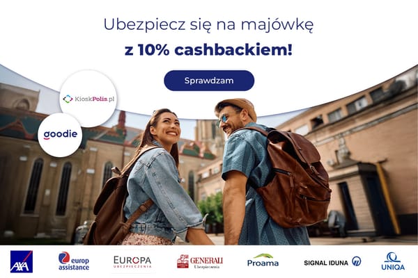 : Od 3,23 zł za ubezpieczenie podróżne + 10% cashbacku