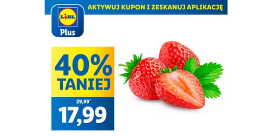 Lidl: KUPON -40% na truskawki 29.05.2025