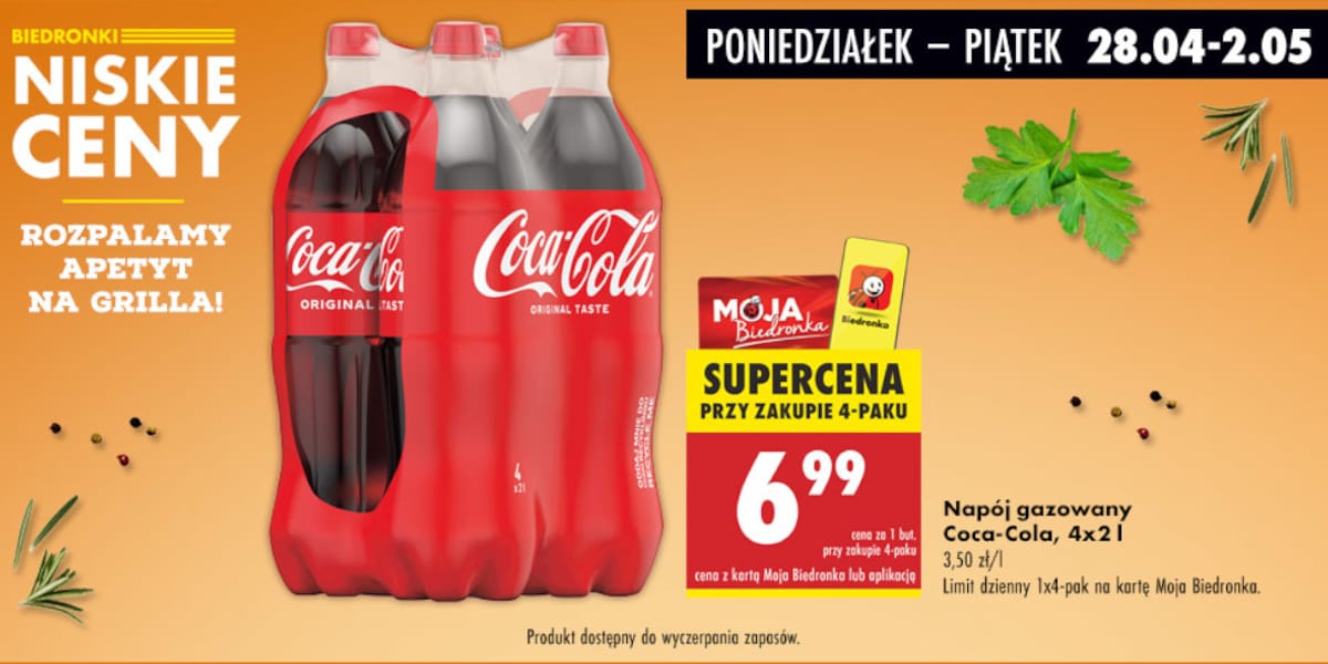 Biedronka: 6,99 zł za napój gazowany Coca-Cola 2 l