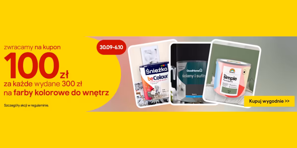 Castorama: Kupon 100 zł za każde wydane 300 zł na farby kolorowe