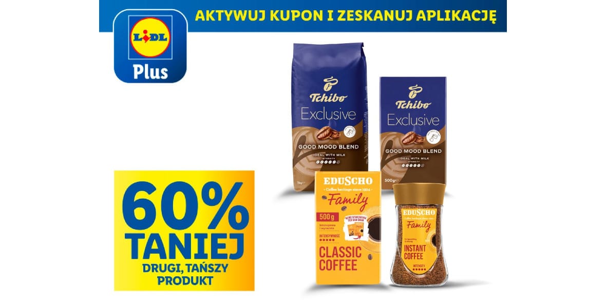 Lidl: KUPON -60% na kawy Tchibo i Eduscho 22.05.2025