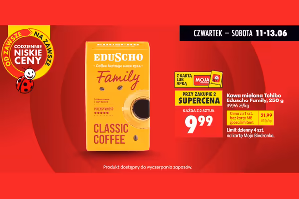 Biedronka: SUPERCENA na kawę mieloną Tchibo Eduscho Family