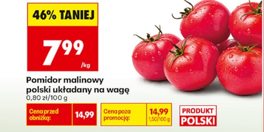 Biedronka: -46% na polskie pomidory malinowe 22.10.2026
