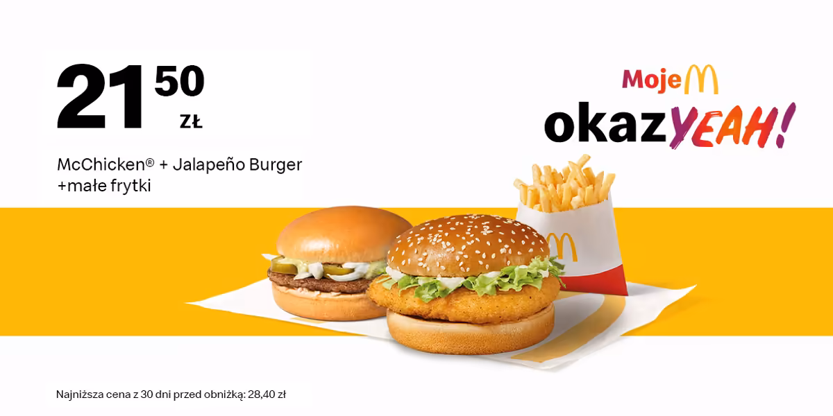 McDonald's: 21,50 zł McChicken® + Jalapeno Burger + Małe frytki