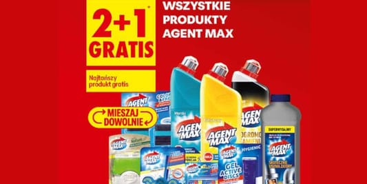 Biedronka: 2+1 GRATIS na wszystkie produkty marki Agent Max 12.10.2026