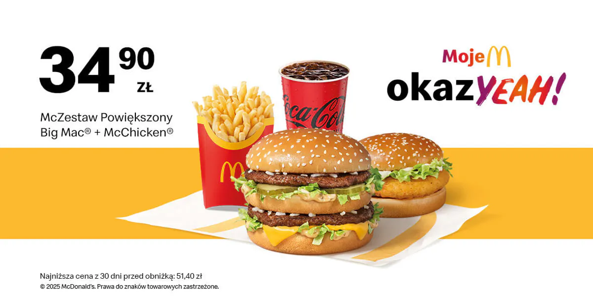 McDonald's: 34,90 zł McZestaw Powiększony BigMac® + McChicken®