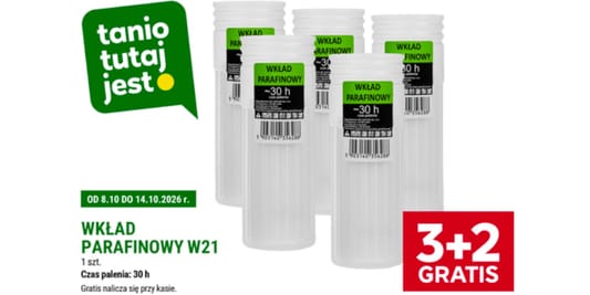 Stokrotka Supermarket: 3+2 GRATIS na wkłady parafinowe W21 08.10.2026