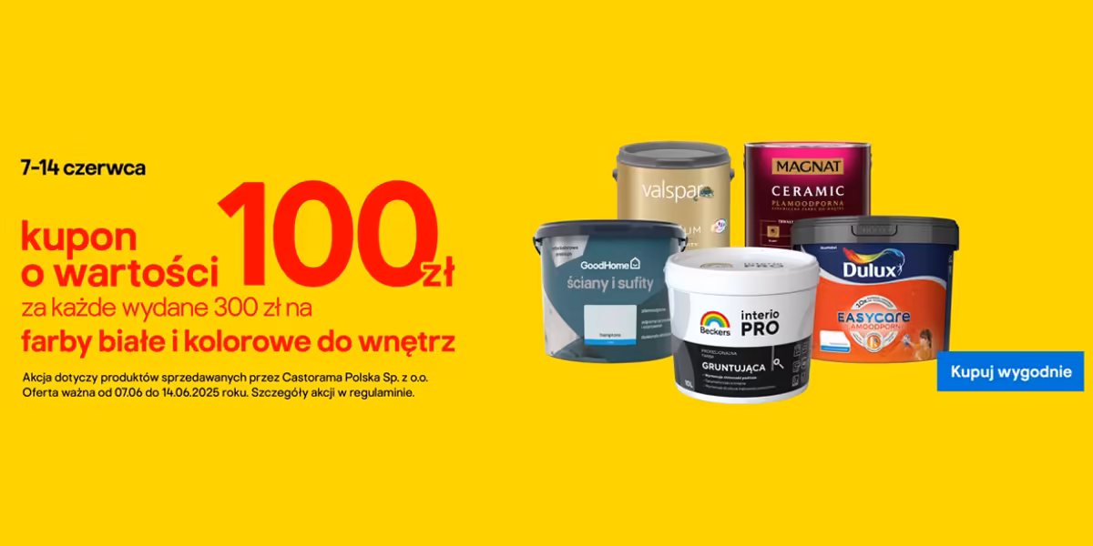 Castorama: Kupon o wartości 100 zł za każde wydane 300 zł
