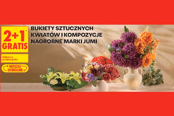 Biedronka: 2+1 GRATIS na sztuczne kwiaty i kompozycje nagrobne Jumi
