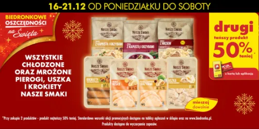 Biedronka: -50% na chłodzone i mrożone pierogi, uszka i krokiety 16.12.2024