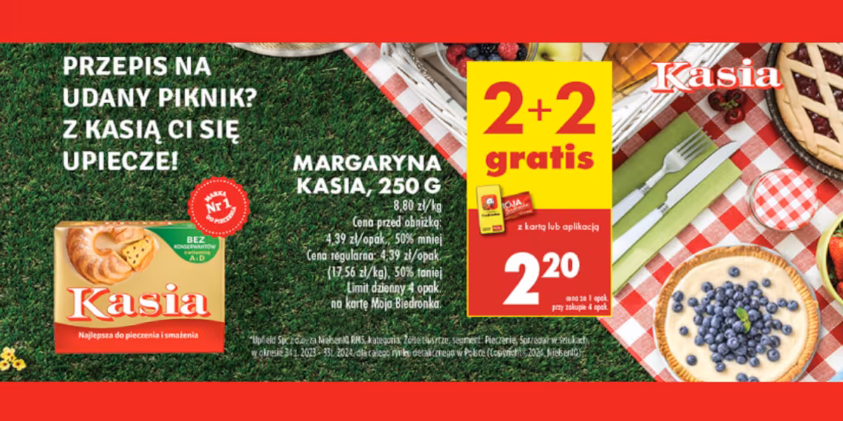 Biedronka: 2+2 GRATIS na margarynę Kasia