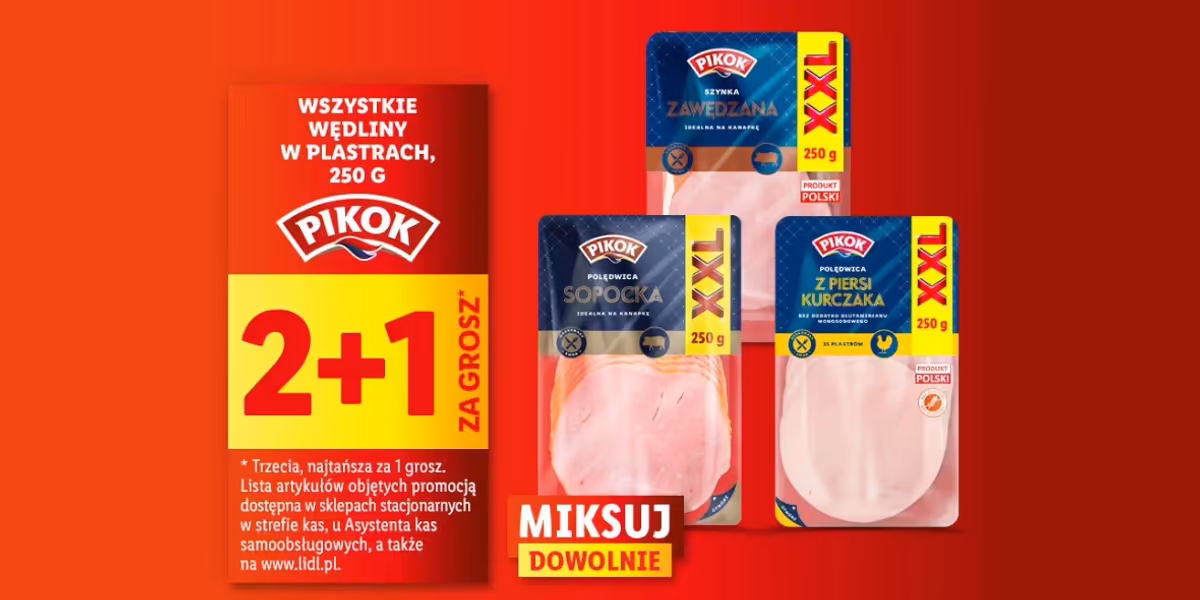 Lidl: 2+1 za GROSZ na wędliny w plastrach