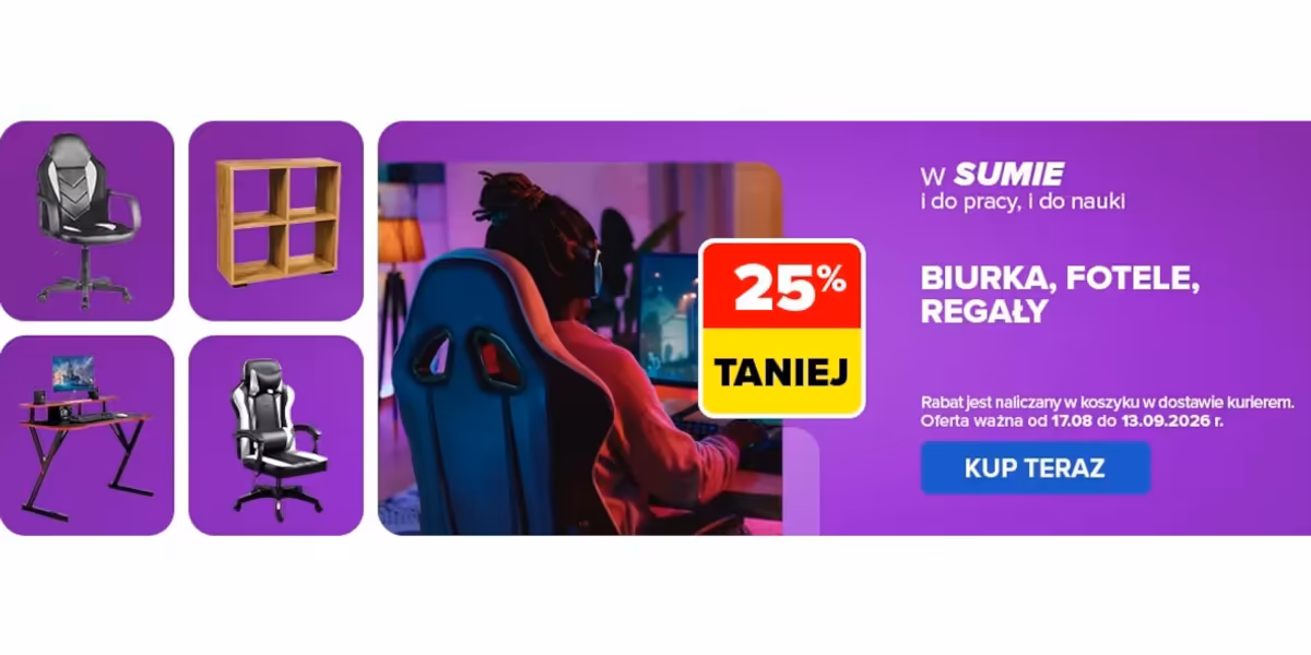 Carrefour: -25% na biurka, fotele i regały