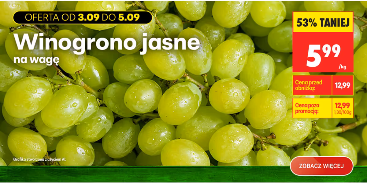 Biedronka: -53% na winogrona jasne