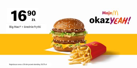 McDonald's: 16,90 zł Big Mac® + średnie frytki 22.07.2024